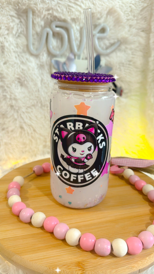 Snowglobe  16 oz kuromi/Glass cup