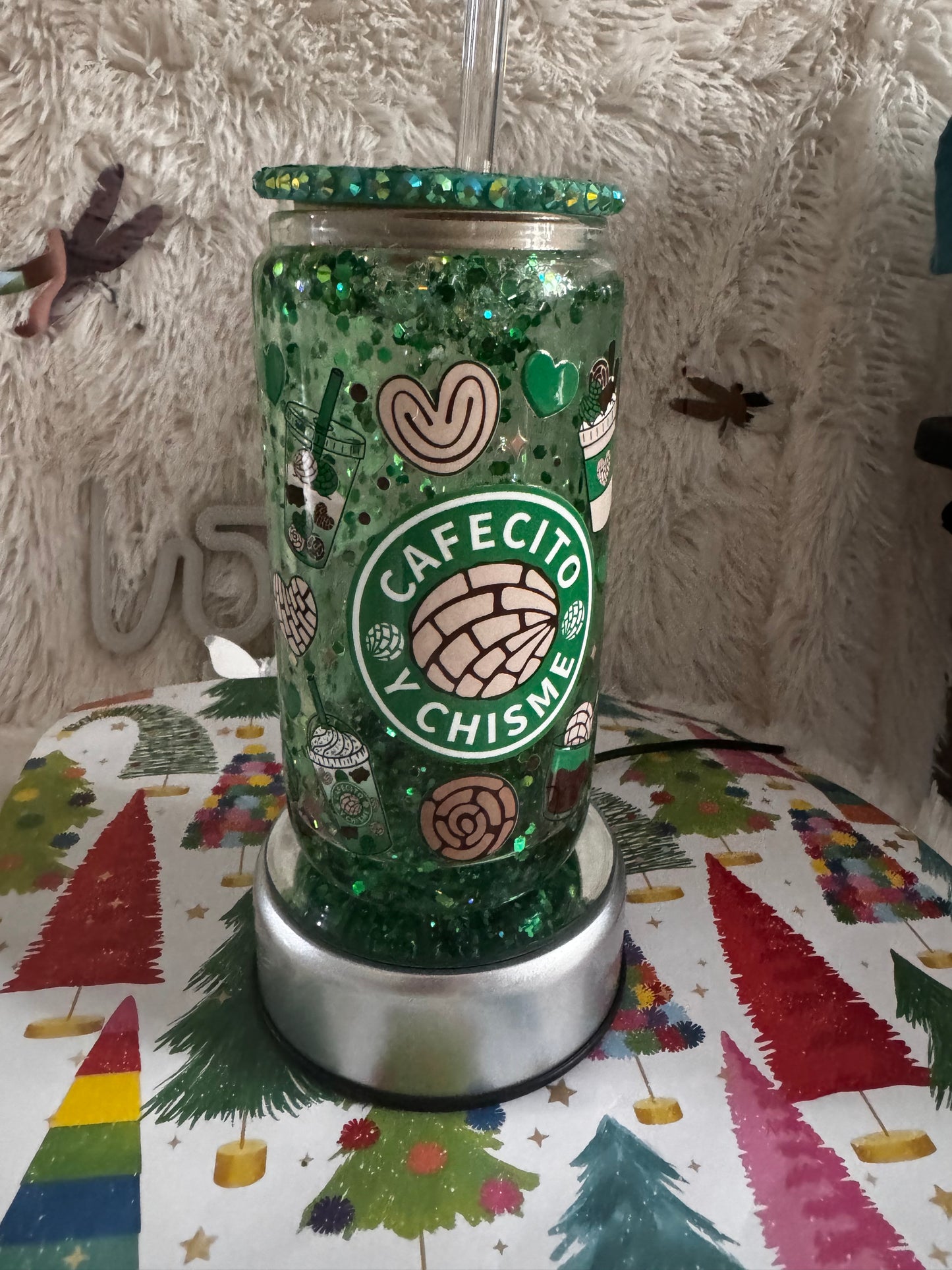 Cafecito Snowglobe green Glas cup.