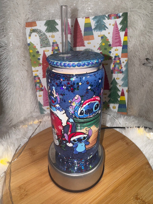 Stitch Christmas Glass cup Snowglobe