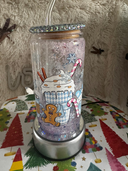 Christmas ice blue Glass cup.