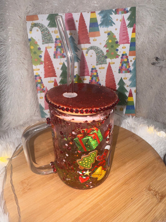 Snowglobe Merry Brigh Glass Mug